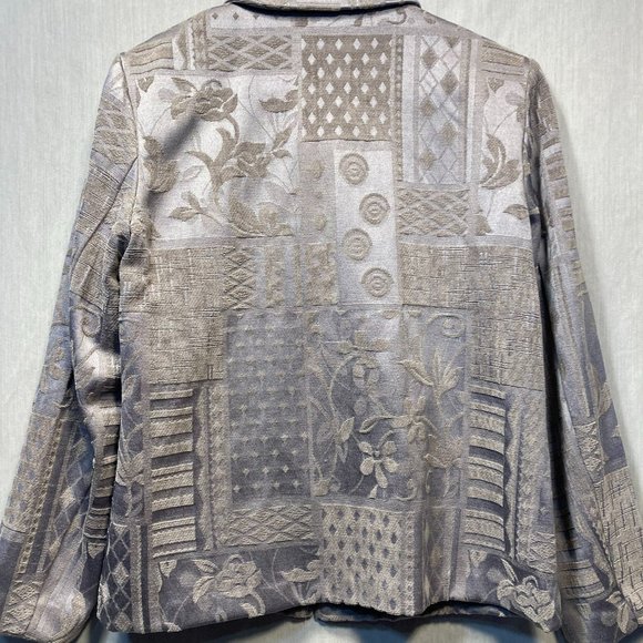 VINTAGE DRESSBARN BLAZER TEXTURED GRAY/ SILVER SIZE SMALL - Picture 5 of 9